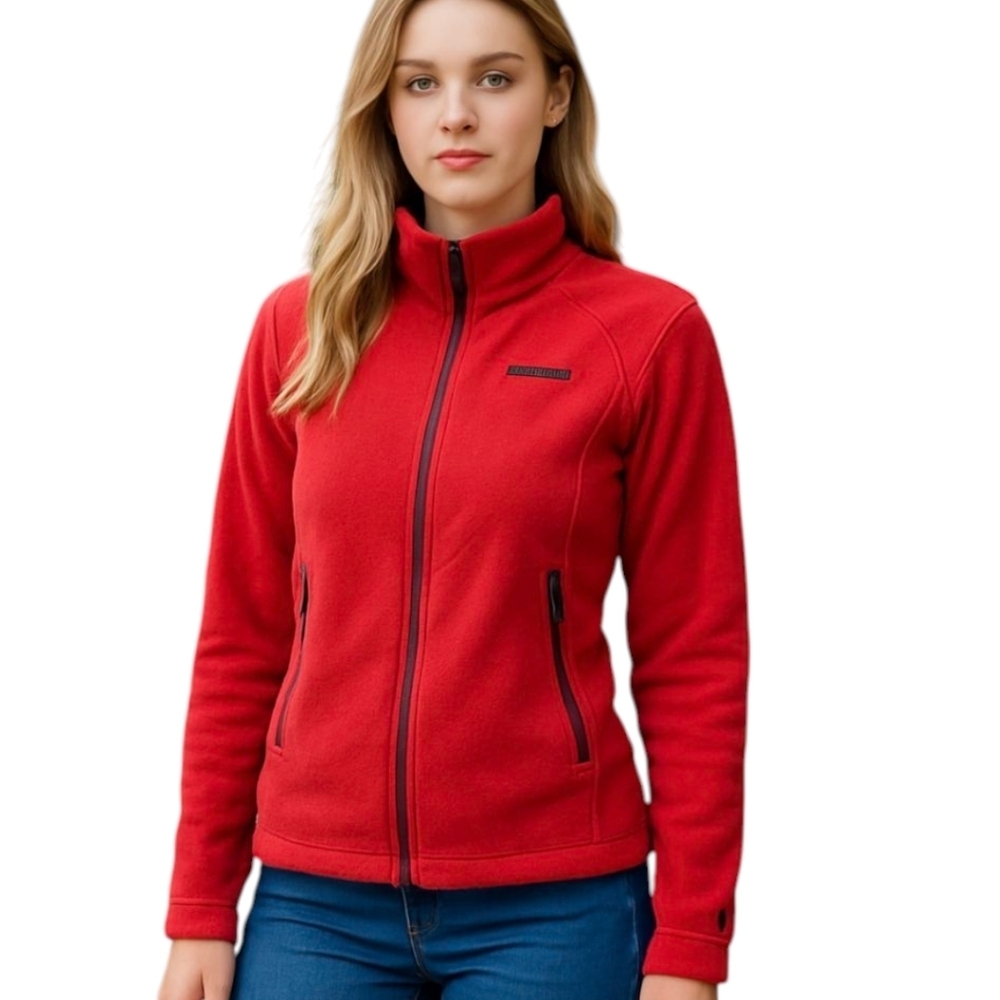 Patagonia Red Plush Fleece polartec thermal pro zip Thumb Holes Jacket sz XS